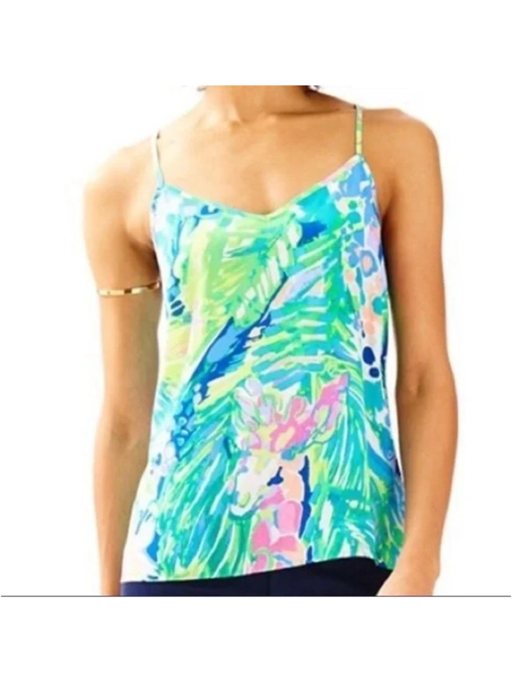 Lilly Pulitzer Dusk Tank Top 100% Silk Sz S Beachy Resort Vacation Colorful